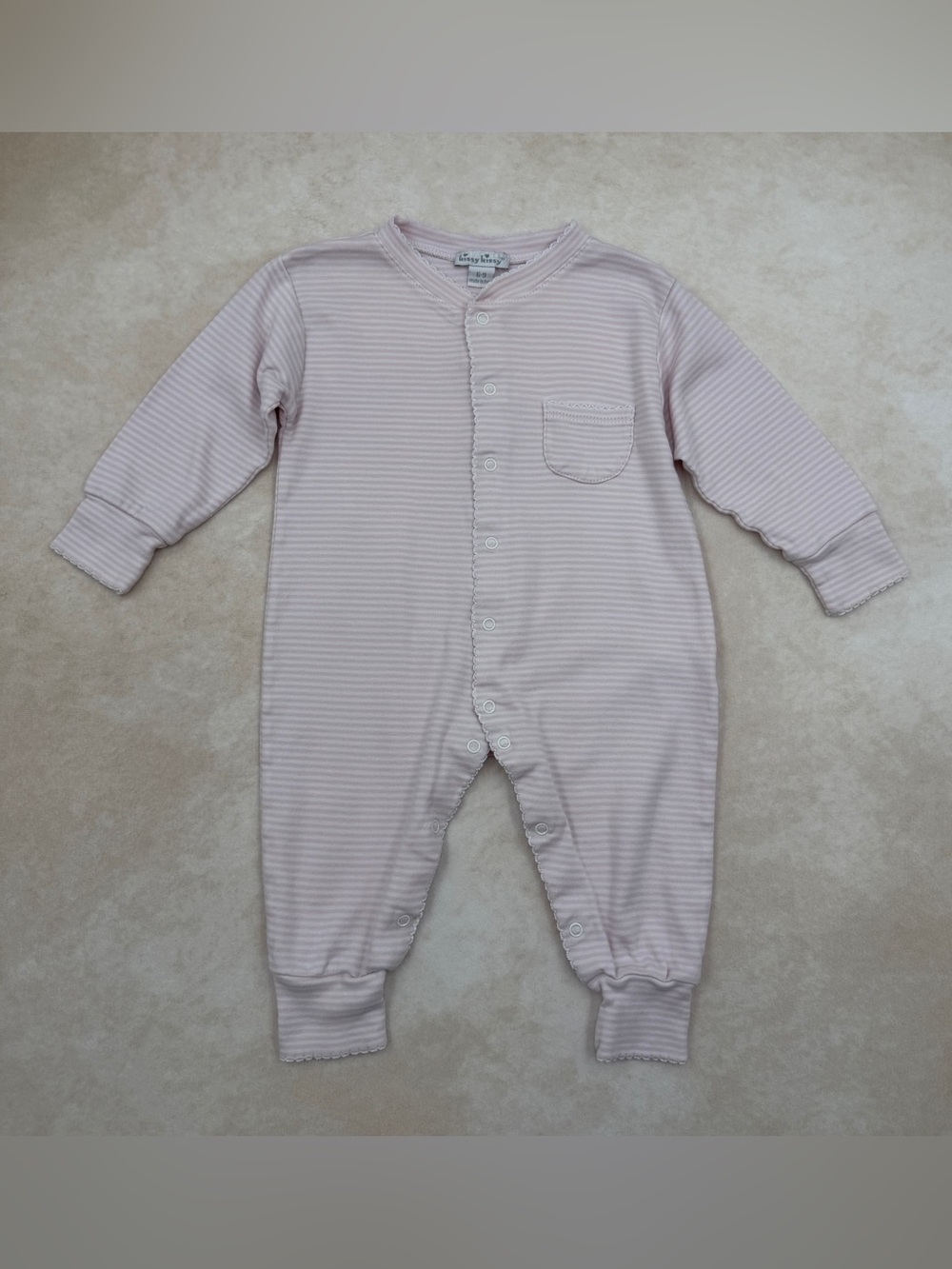 Kissy Kissy Pink Striped Snap-Front Romper